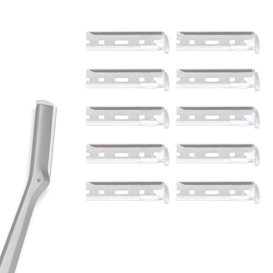 Facial Razor Replacement Blades – Designed for compatibility with Tweezerman facial razors. Pack of 10 (No handle included)