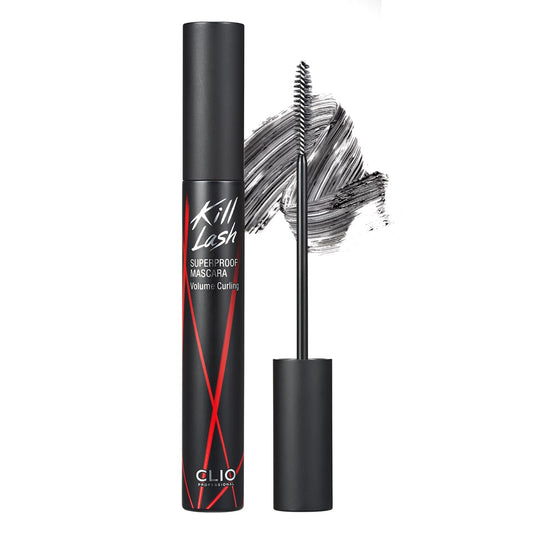 CLIO Kill Lash Superproof Mascara, Waterproof Mascara Black, Volumizing for Natural Curling Eyelash, Long-Lasting, Clump & Smudge-Free, for Sensitive Eyes, Korean Makeup Beauty (002 Volume Curling)