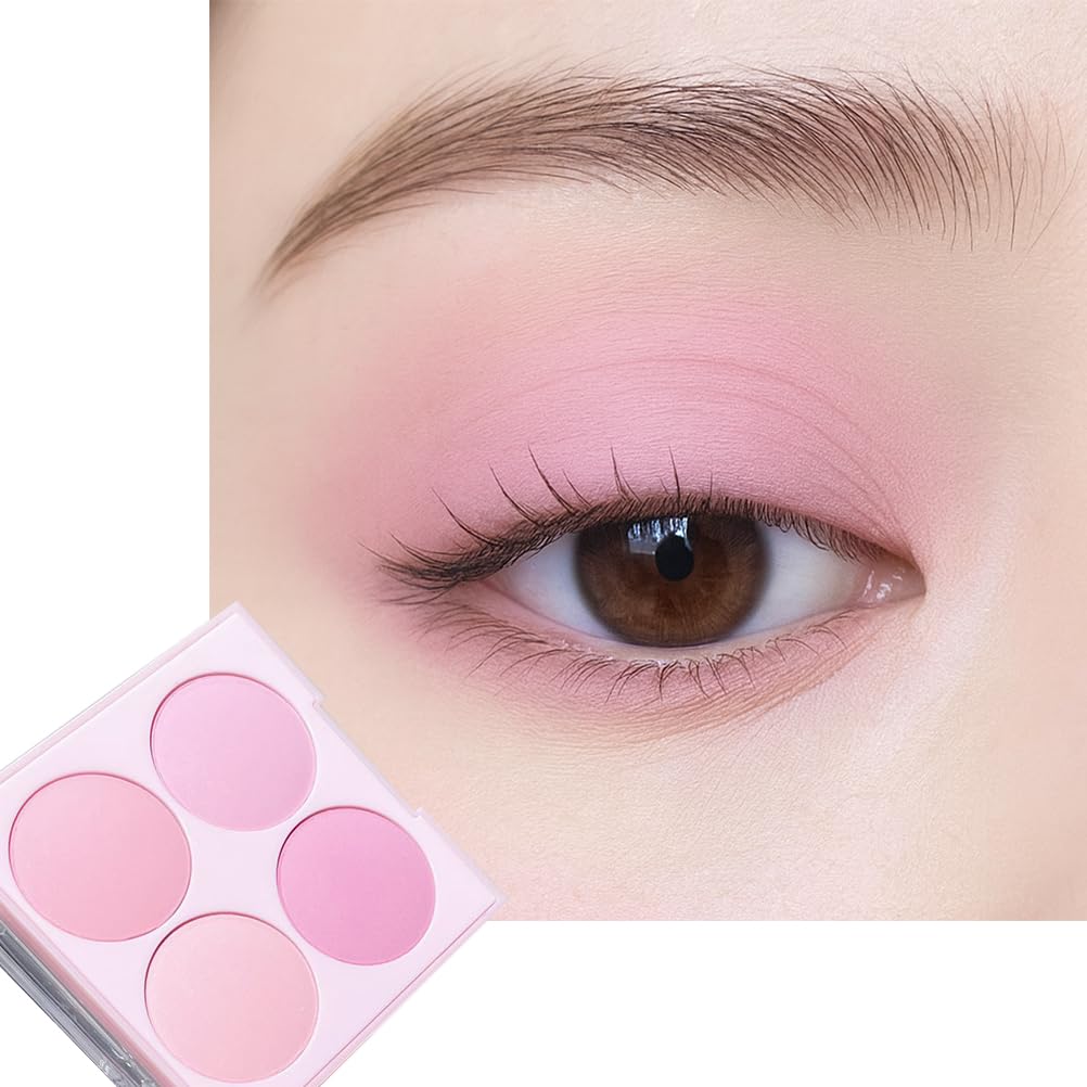 4 Color Matte Pink Eyeshadow Palette – Light Rose Baby Pink Dusty Mauve Soft Lilac eye shadow, Long-Lasting Blendable Powder Eye Makeup for Natural & Glam Looks (4 colors Purple Pink)