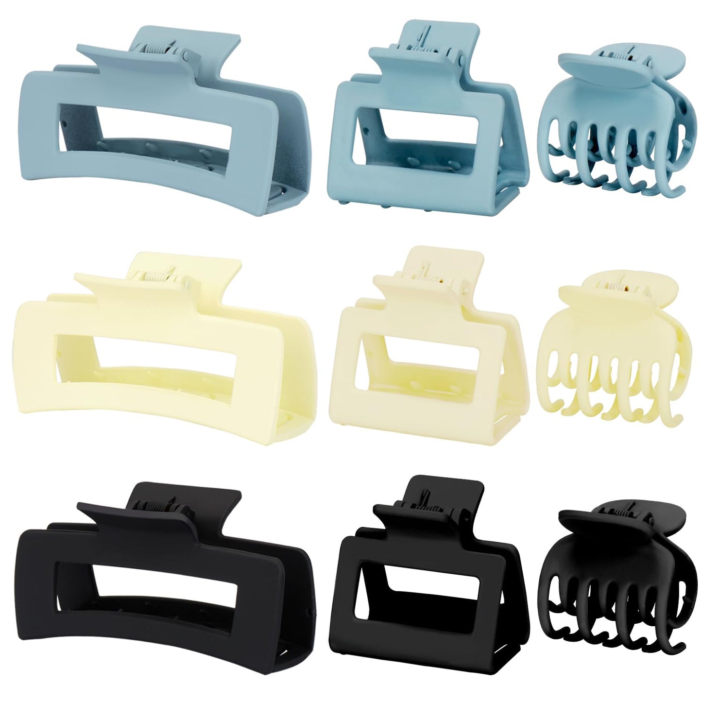Mehayi 9 PCS Matte Hair Clips Claw for Women Girls, 3 Styles Nonslip Small Hold Strong Hold Cute Jaw Clip Barrettes for Thick Thin Long Short Hair, Fashion Acrylic Hair Clamps Styling Accessories