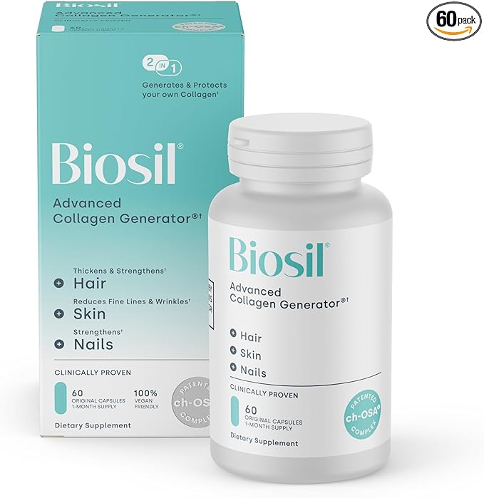 Biosil Collagen Generator - 60 Original Capsules - with Patented ch-OSA Complex - Generates & Protects Your Own Collagen - GMO Free - 30-Day Supply