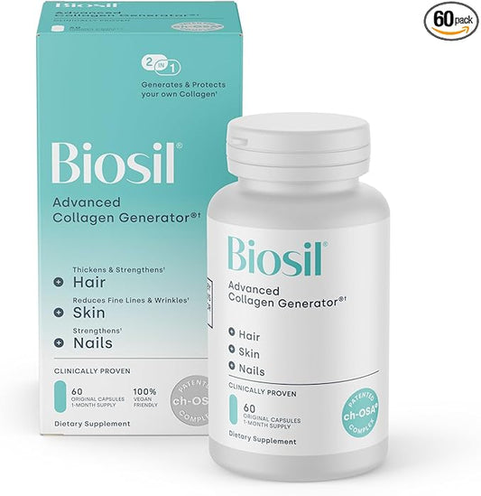 Biosil Collagen Generator - 60 Original Capsules - with Patented ch-OSA Complex - Generates & Protects Your Own Collagen - GMO Free - 30-Day Supply