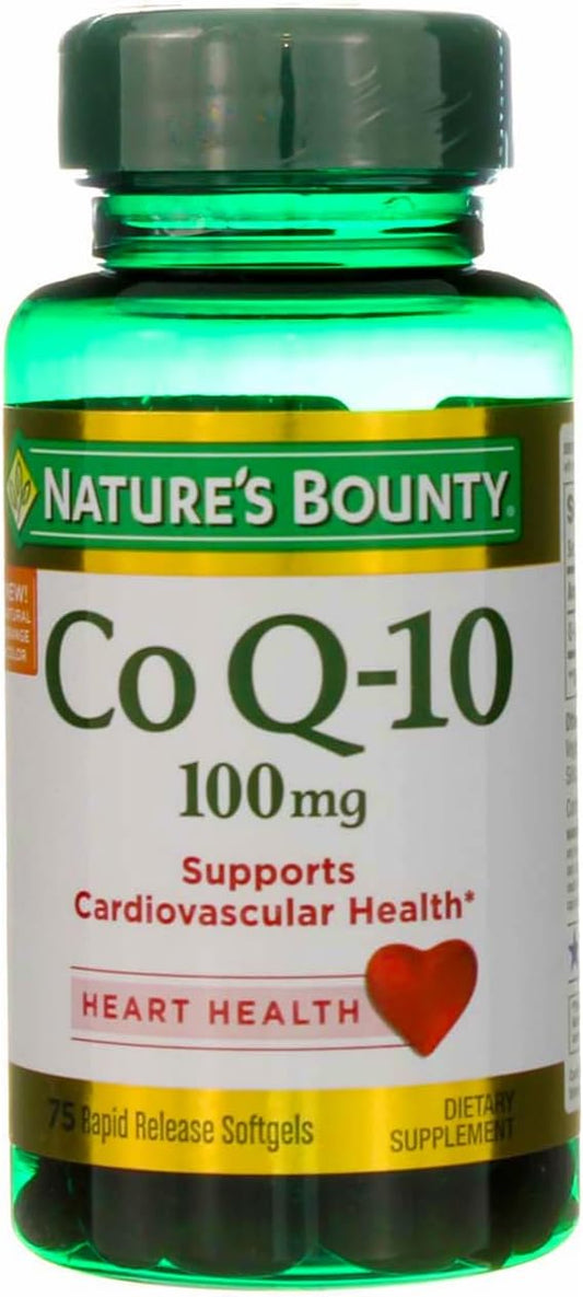 Nature's Bounty CoQ10, Helps Maintain Healthy Blood Pressure, 100 mg, Rapid Release Softgels, 75 Count