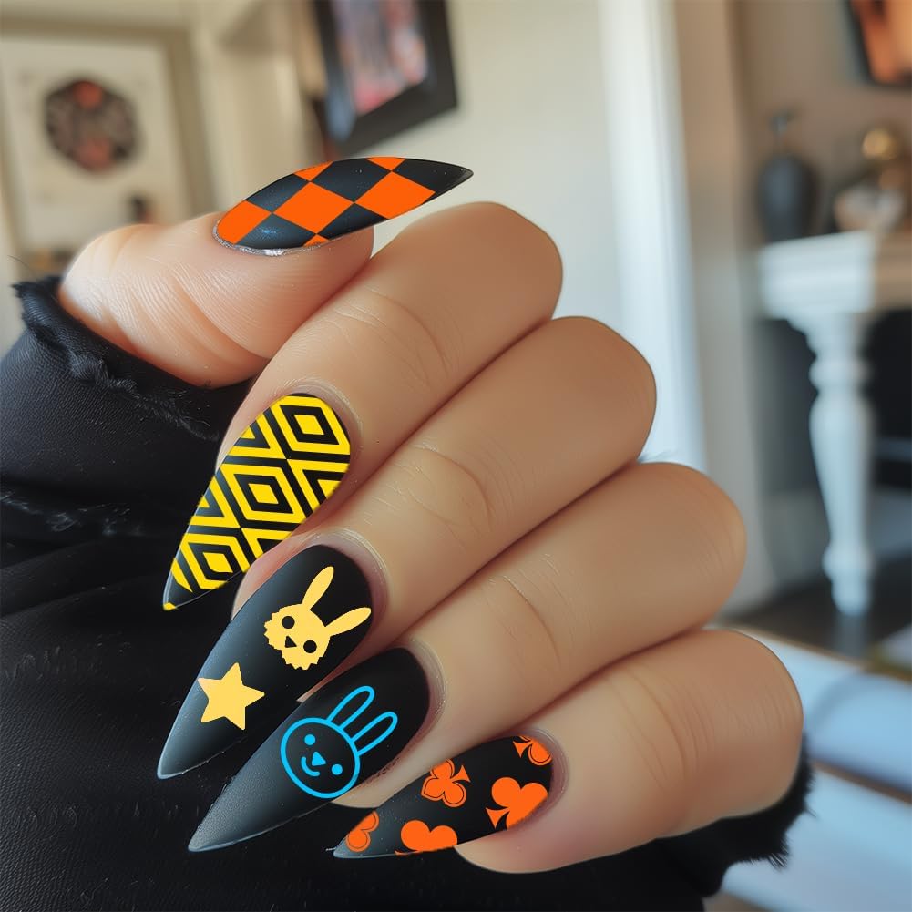 benikmake 3pcs Clown Nail Stamping Plate Nail Printing Stainless Stencil for Manicure Salon Poker Element 6x12cm 2.36x4.7inch