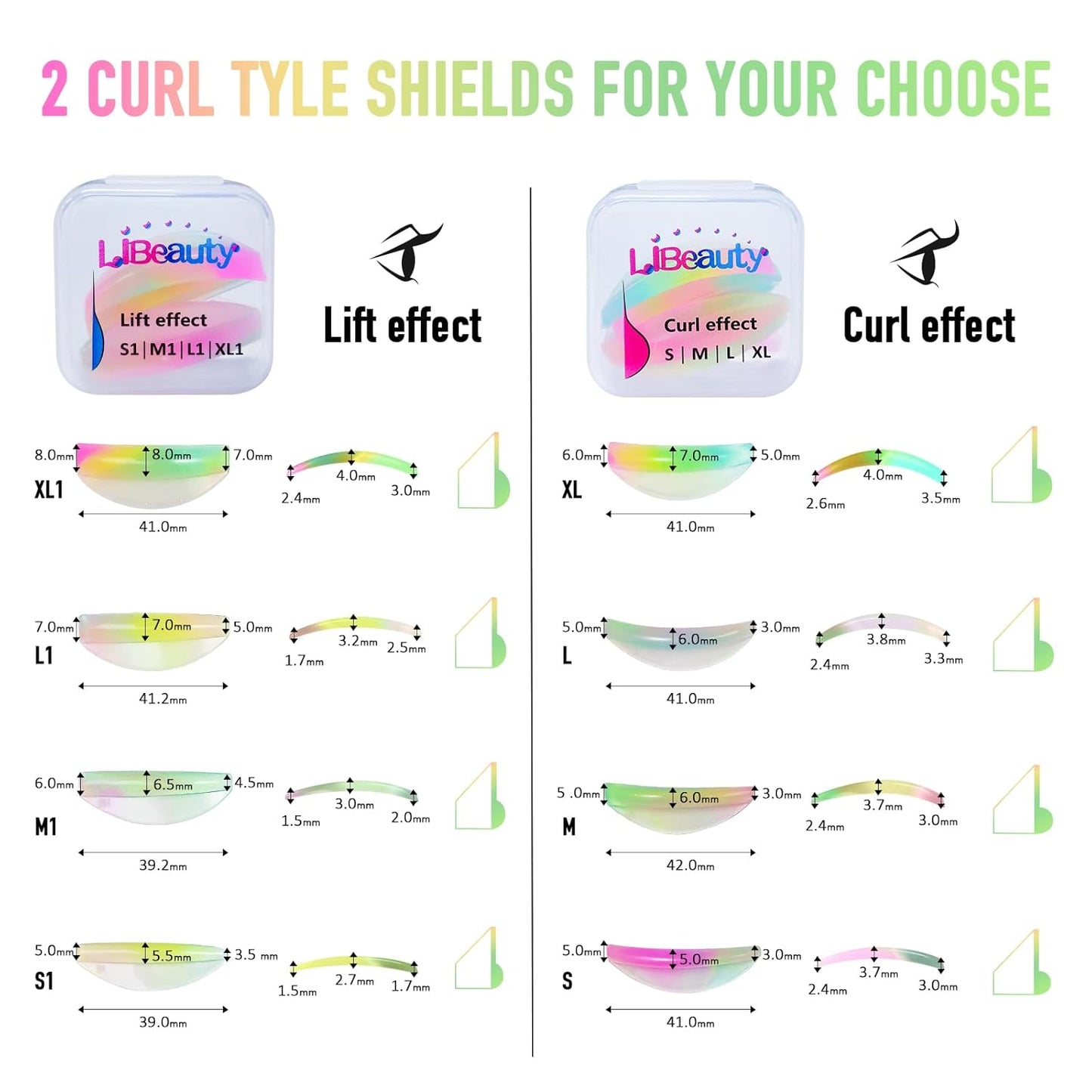 Libeauty Eyelash Lift Rods Reusable Lash Perm Pads 8 Pairs Set of Combi Silicon Pads C-Curl Eyelash Lifting Shield DIY Use at Home or Salon Lash Perming Tool