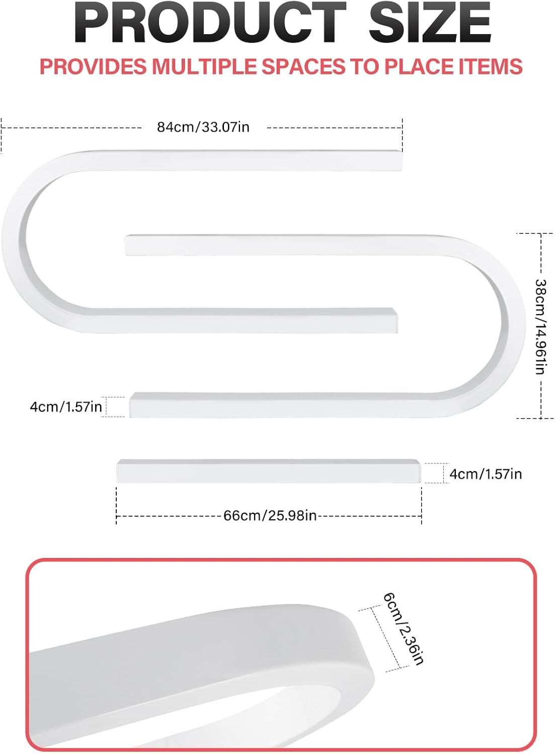 EBANKU 6PCS U Shape Nail Polish Racks Heavy Duty Nail Shelfs for Wall Nail Polish Display Rack Cosmetic Display Cases Nail Polish Organizer Wall Shelf for Home Spa Nail Salon(White)