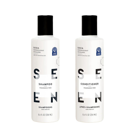 SEEN Shampoo & Conditioner Bundle, Fragrance-Free - Non-Comedogenic & Hair Care - Dermatologist-Developed, Safe for Sensitive, Eczema & Acne-Prone Skin
