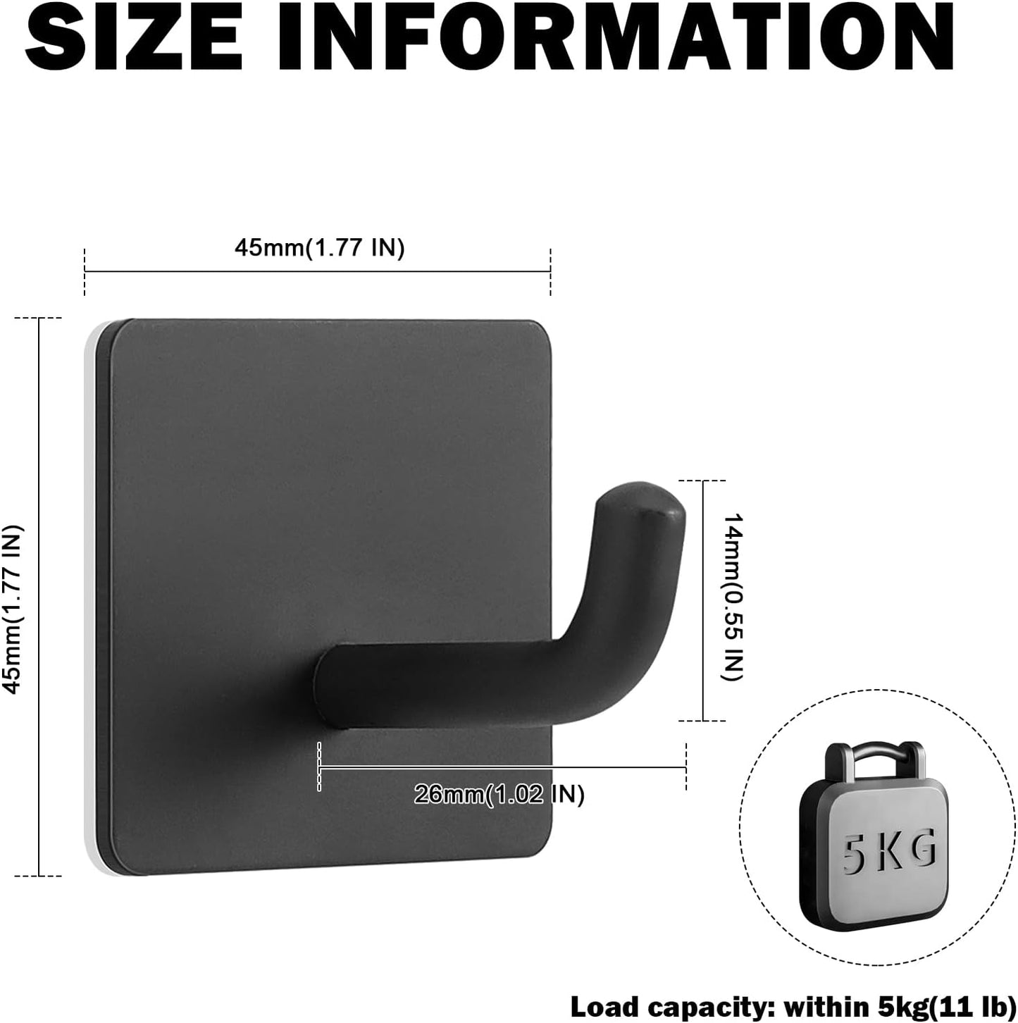 Livabber Adhesive Towel Hooks, 304 Stainless Steel Self Sticky Wall Hooks Waterproof Shower Hooks for Robe/Clothes, No Drilling Towel Hangers for Bathroom Kitchen Bedroom (Black, 10 Packs)