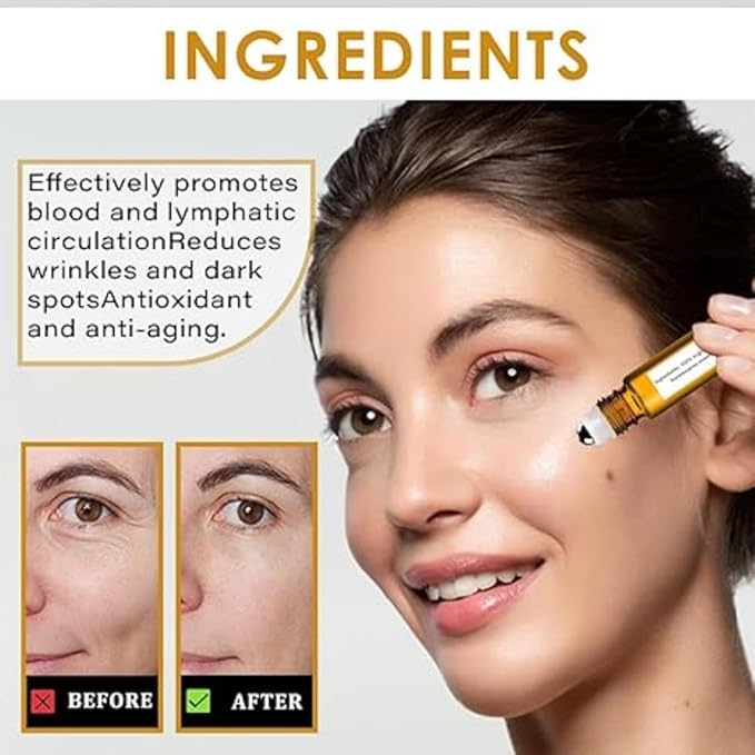 SWANNA 1PCS Eye Essence Oil Roller Ball Applicator, Castor Oil Frankincense Rollerball, Rollerball Castor Oil for Eyes,Dark Circles, Reduce Swelling and Fine Lines