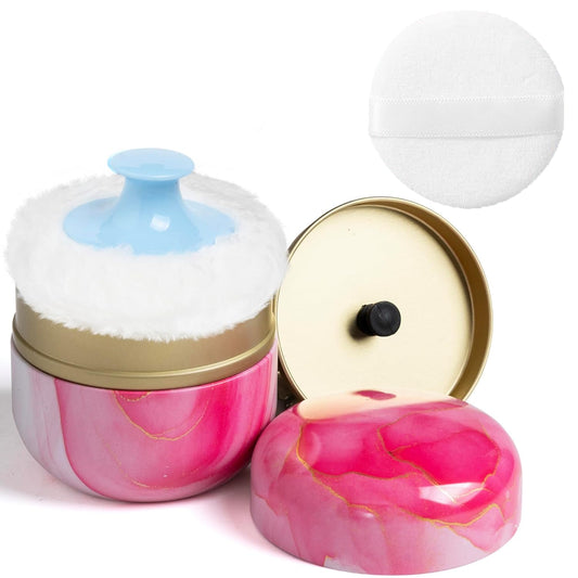 Powder Puff and Powder Container for Body Dusting Powder Case with Puff for Baby and Women,Loose Powder Containers with Puff for Travel (Glacier pink1.0)