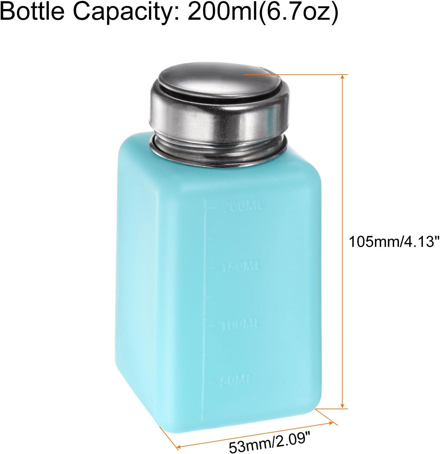 HARFINGTON 4PCS 200ML(6.8oz) Push Down Alcohol Dispenser Pump Liquid Press Empty Bottles Refillable Container for Acetone Cleanser Nail Polish Remover, Blue