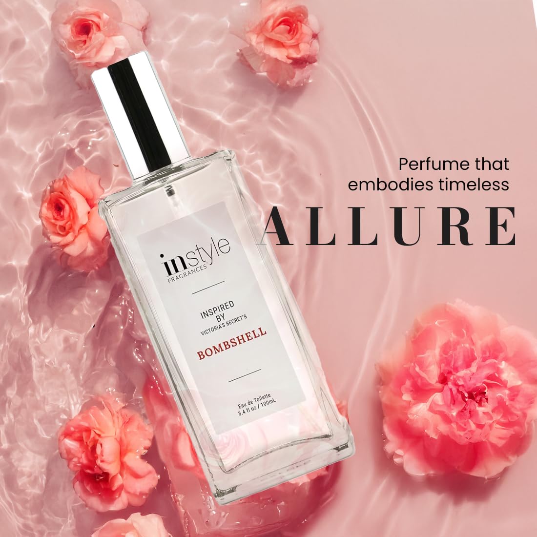 Instyle Fragrances, Inspired by Victoria's Secret's Bombshell, Women’s Eau de Toilette, CLEAN, Vegan, Paraben-Free, Never Tested on Animals, 3.4 Fluid Ounces