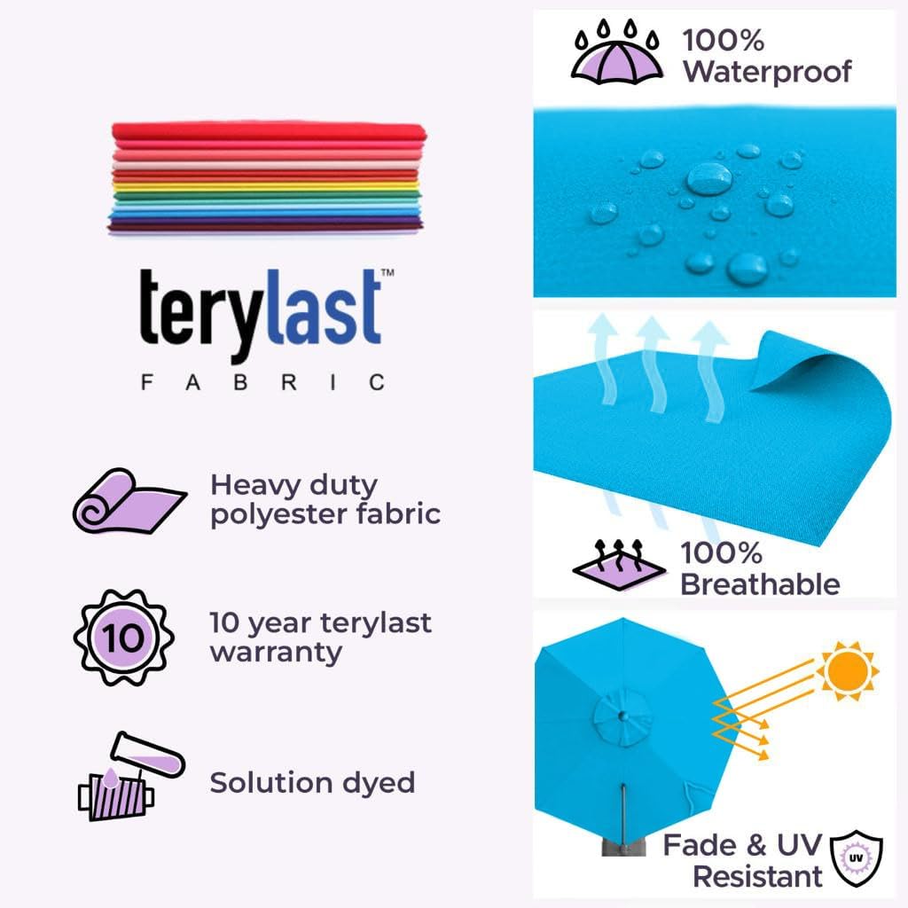 Midtown Umbrellas 10 Ft Outdoor Cantilever Patio Umbrella w/Terylast Cobalt Blue Fabric - Rotate 360° Offset Patio Umbrella, Deck Patio Umbrella, Backyard Umbrella & Garden Umbrella - Silver Frame