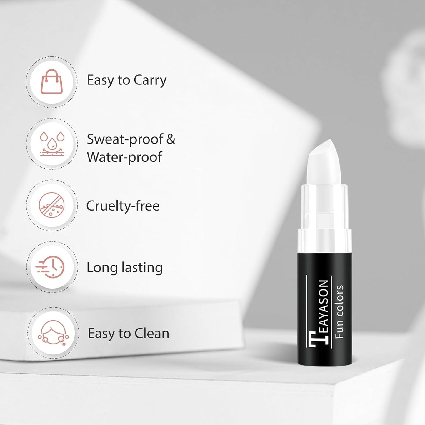 White Face Body Paint Stick, Matte Lipstick White Foundation Makeup Face-Paint, Long Lasting Waterproof Face Makeup for Halloween Zombie Clown Vampire Skeleton Skull Joker