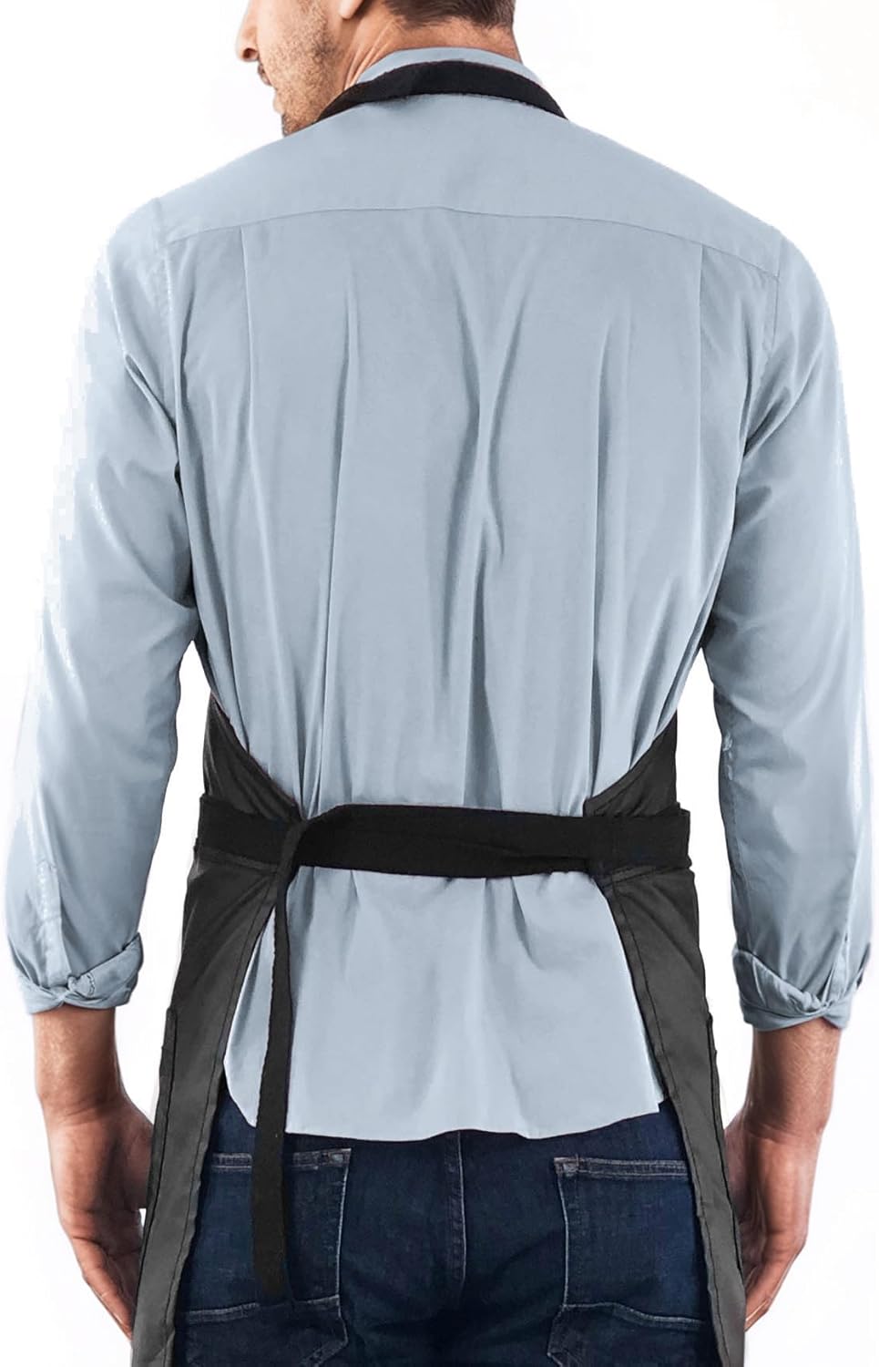 Under NY Sky No-Tie Panther Black Apron – Coated Twill with Leather Reinforcement, Split-Leg, Adjustable for Men and Women – Pro Barber, Tattoo, Barista, Bartender, Hair Stylist, Server Aprons