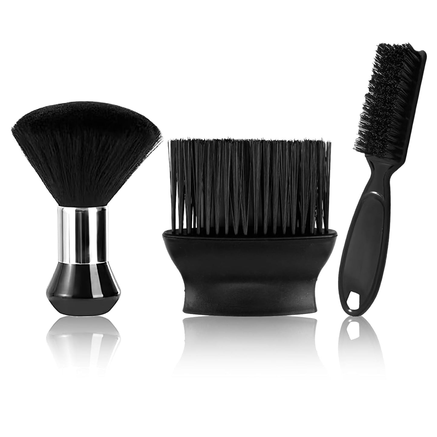 3Pcs Neck Duster Barber Brush, Barber Accessories Supplies Professional, Black Plastic Handle Bristles Soft Cleaning Brush for Remove Loose Hair Around Neckline Haircut Hair Styling Tools