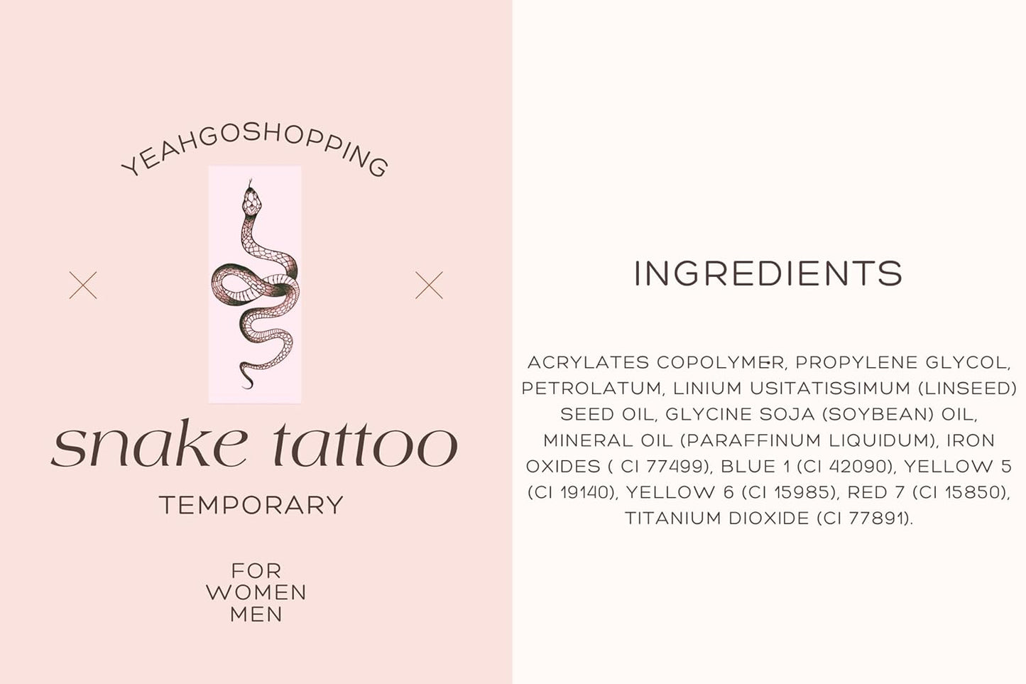 Fashion Realistic Big Size Black Snake Temporary Tattoo Stickers for Women Men Waterproof Fake Tattoo Waist Body Forearm Arm (Pack of 3)