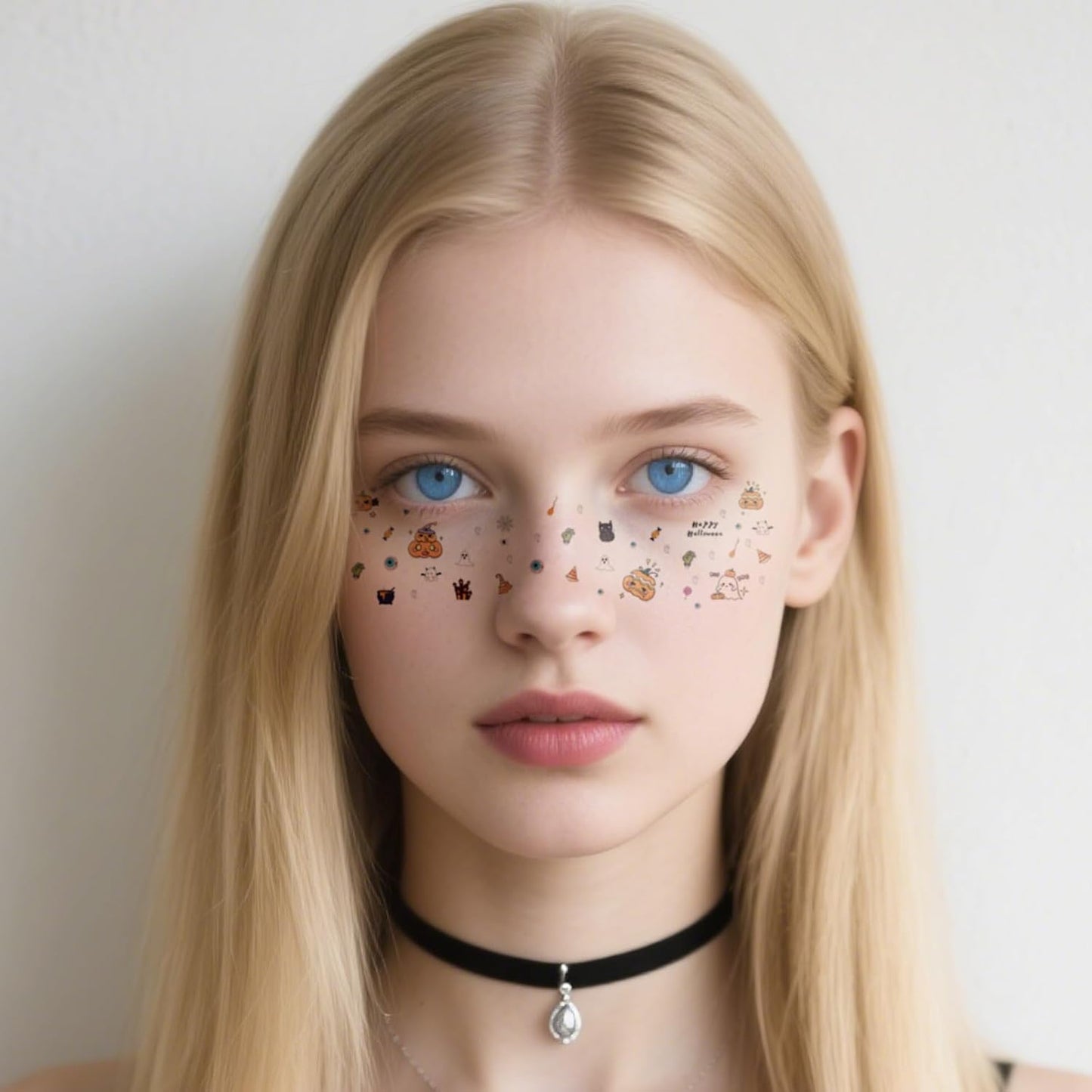 8Pcs Halloween Cut Pumpkin Freckles Face Tattoo, Temporary Makeup Stickers, Temporary Freckle Sticker, Face Tattoos for Women, Halloween, Parties, Freckles Tattoo Art