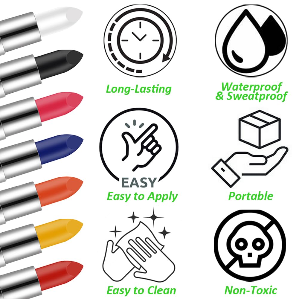 Mysense Neon Orange Face Body Paint Stick, Orange Eye Black Stick Baseball Softball Football, Cream Blendable Facepaint for Halloween Costume SFX Pumpkin Tiger Cosplay Makeup