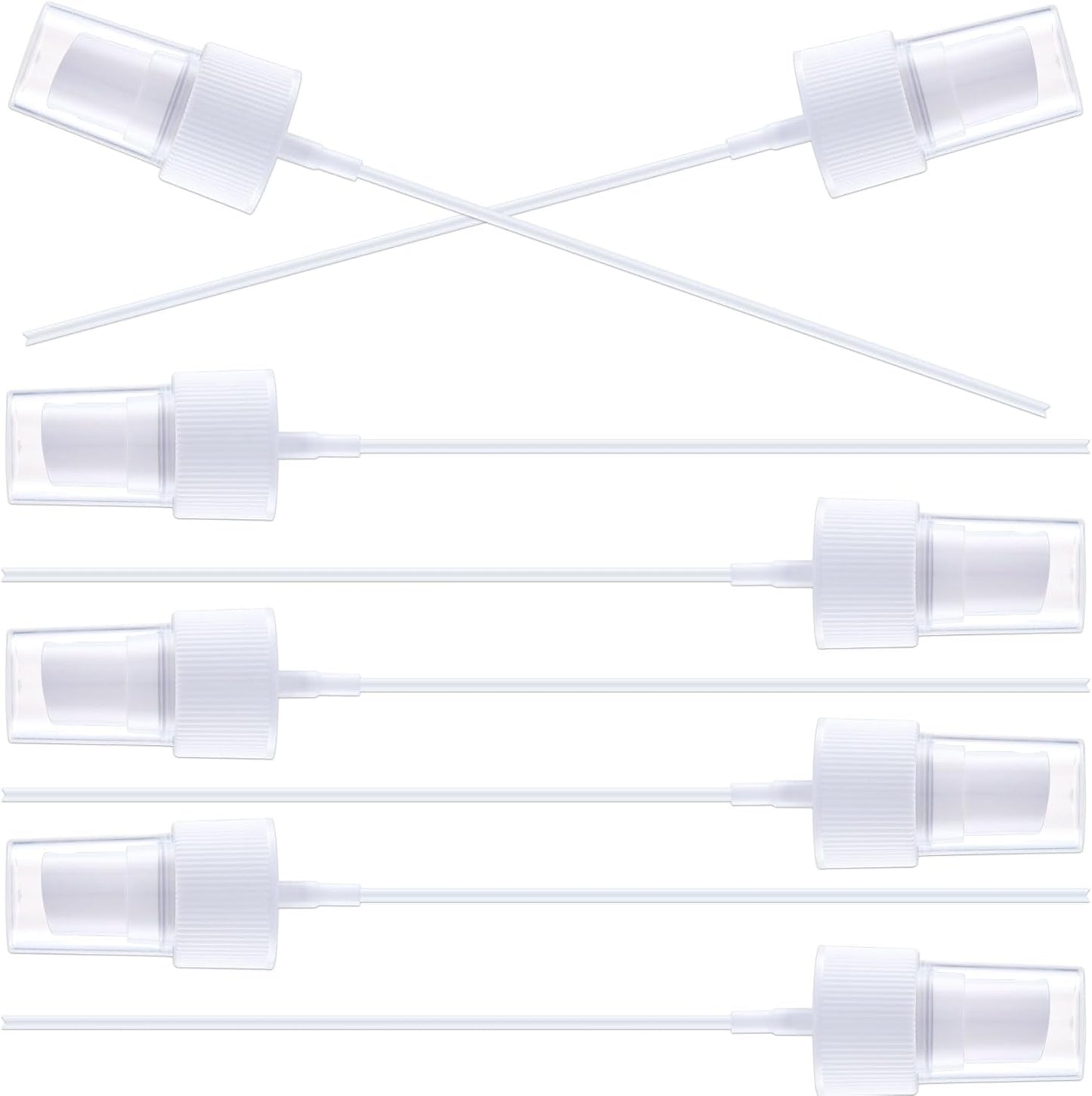 8 Packs Spray Bottle Top, Plastic Fine Mist Sprayer, Replacement Nozzle Sprayer Tops with 5.9" Tube, Reusable Sprayer Pump Cap for Cleaning Solutions, Essential Oils - White, 24/410 Cap Size