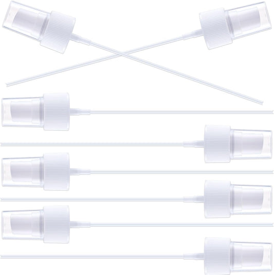 8 Packs Spray Bottle Top, Plastic Fine Mist Sprayer, Replacement Nozzle Sprayer Tops with 5.9" Tube, Reusable Sprayer Pump Cap for Cleaning Solutions, Essential Oils - White, 24/410 Cap Size
