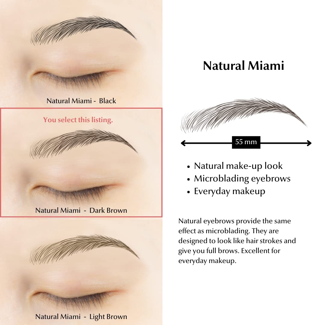 Bliss and Beyond USA | Waterproof Eyebrow Tattoo Stickers. A real hair stroke look. Hair replacement without surgery. Solution for hair loss. Bushy Tinted eyebrow tattoos. (New Miami, Dark Brown)