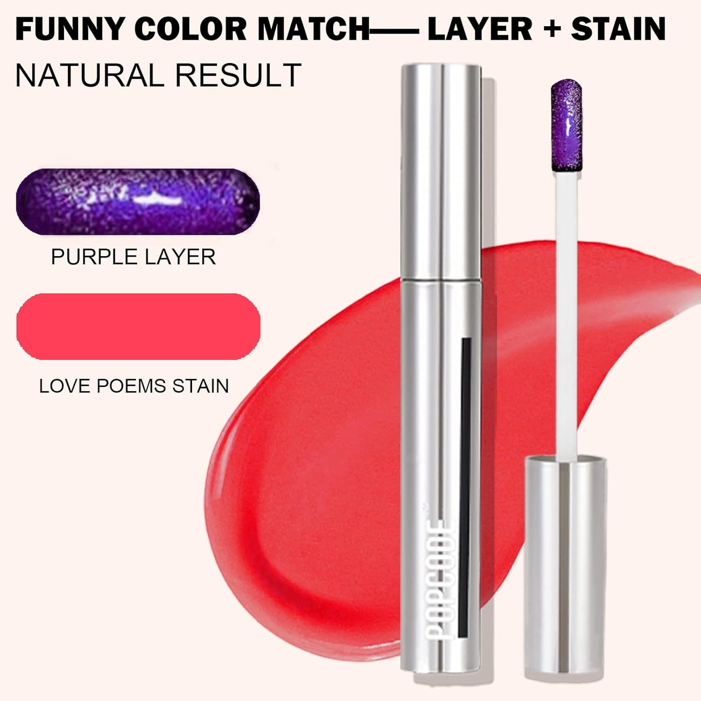 Peel Off Lip Stain - Long Lasting, Transfer Proof and Waterproof Tattoo Lip Tint, Matte Finish Lip Stain Peel Off, Infused with Vitamin E & Algin & Hydroxyacetophenone, #015 Love Poems