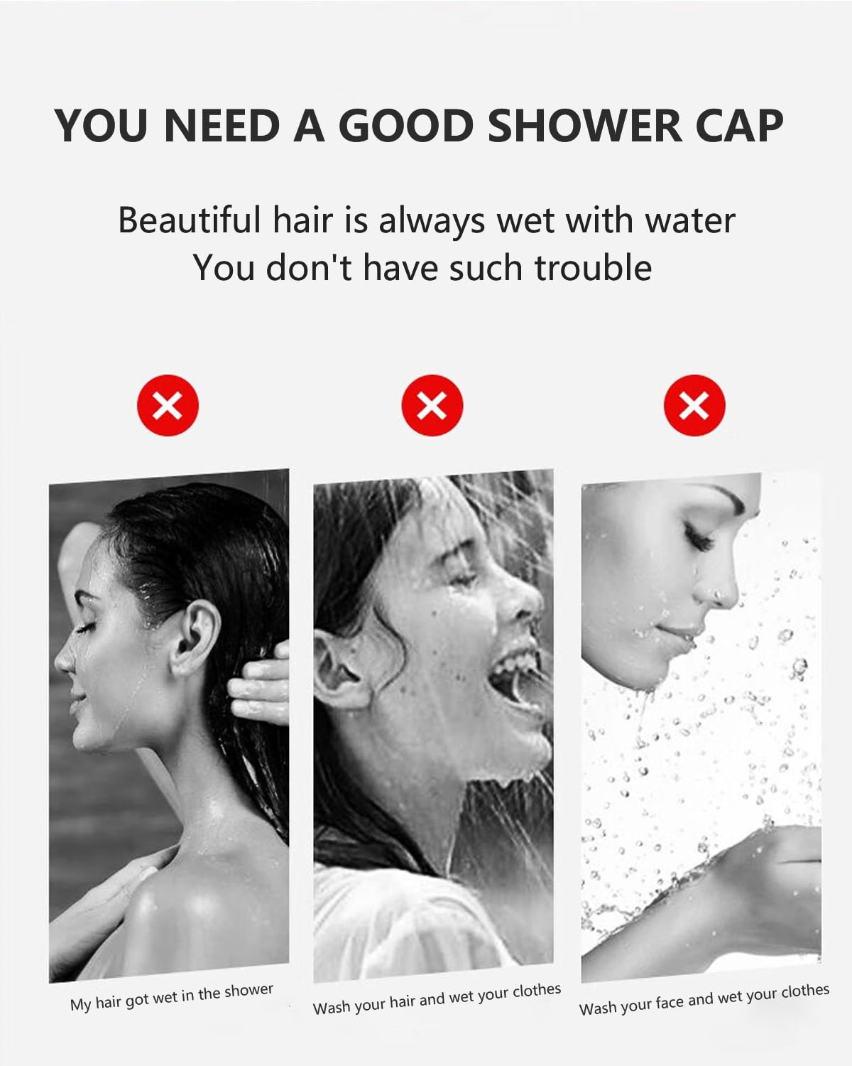 Years Calm 40PCS Disposable Shower Caps, Clear Shower Caps for Travel, large Plastic Hair Caps for Women, Home Use, Hotel (large Size 20.5") (40PCS)