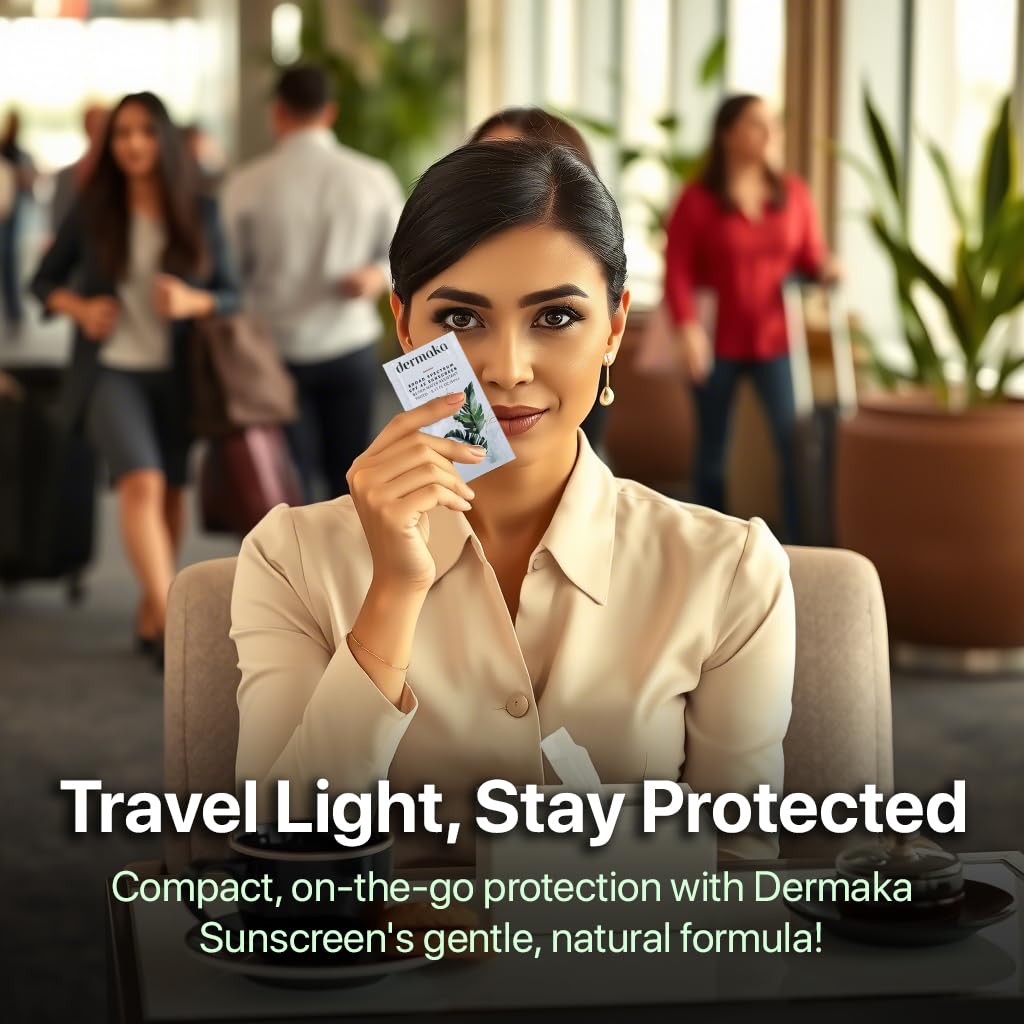 Dermaka Travel Size Sunscreen SPF 42 for Face & Body – 2-in-1 Lightly Tinted Mineral Sunscreen with Zinc Oxide & Titanium Dioxide – Skin Soothing, Water-Resistant 80 Min, 5ml 25 sachets