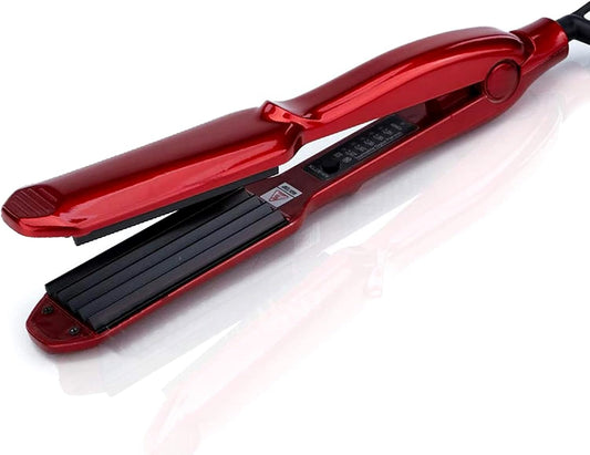 MBHAIR Ceramic Crimper Iron for Fluffy Hairstyle Curling Iron, Corrugation Crimper Hair Irons, Anti Static Ceramic Hair Crimping Iron Adjust Temperature (Red)