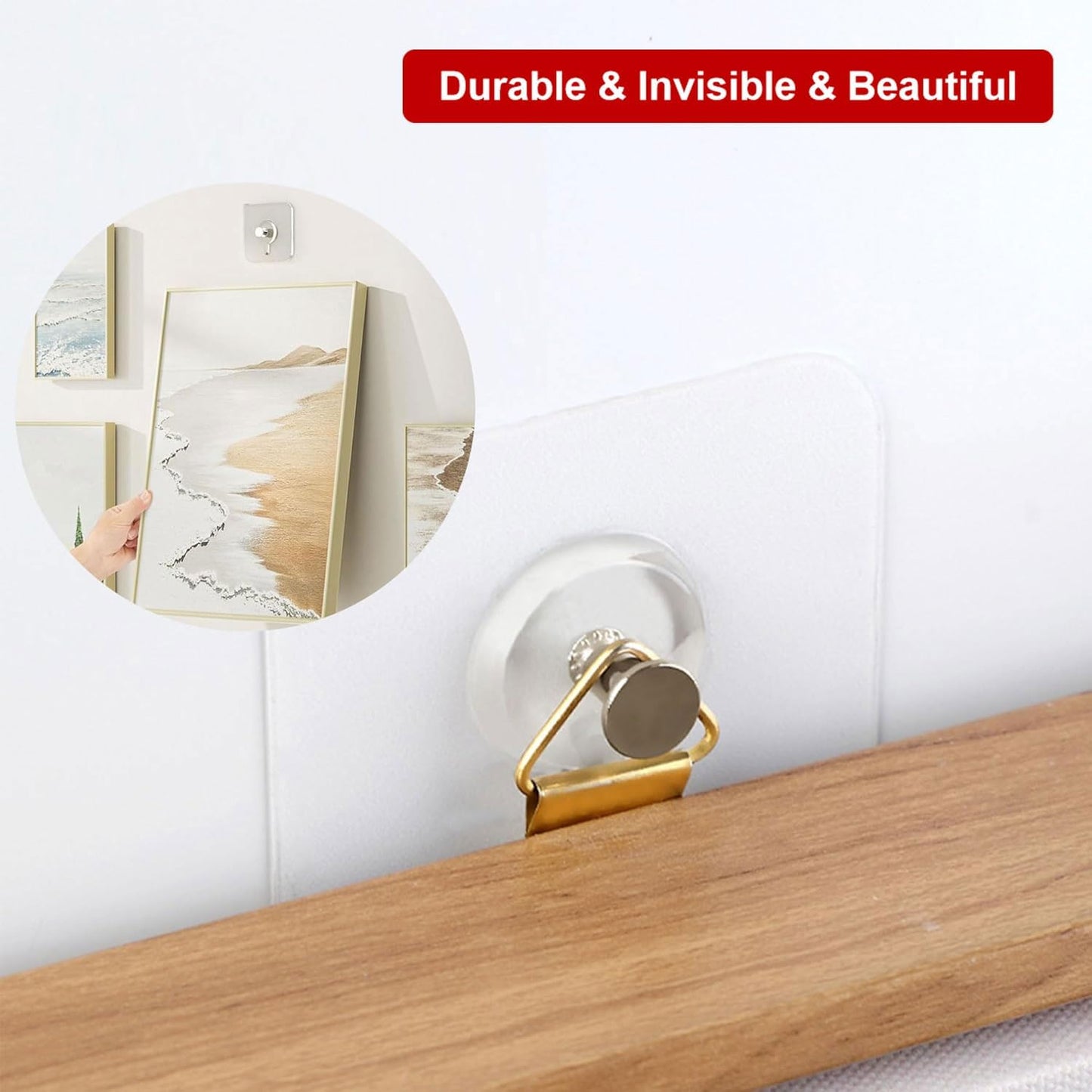 14PCS Picture Hangers Without Nails, Wall Hangers Without Nails, Adhesive Wall Hooks Command Hooks Picture Hanging for Inside Kitchen, Bathroom, Home and Office (10mm)