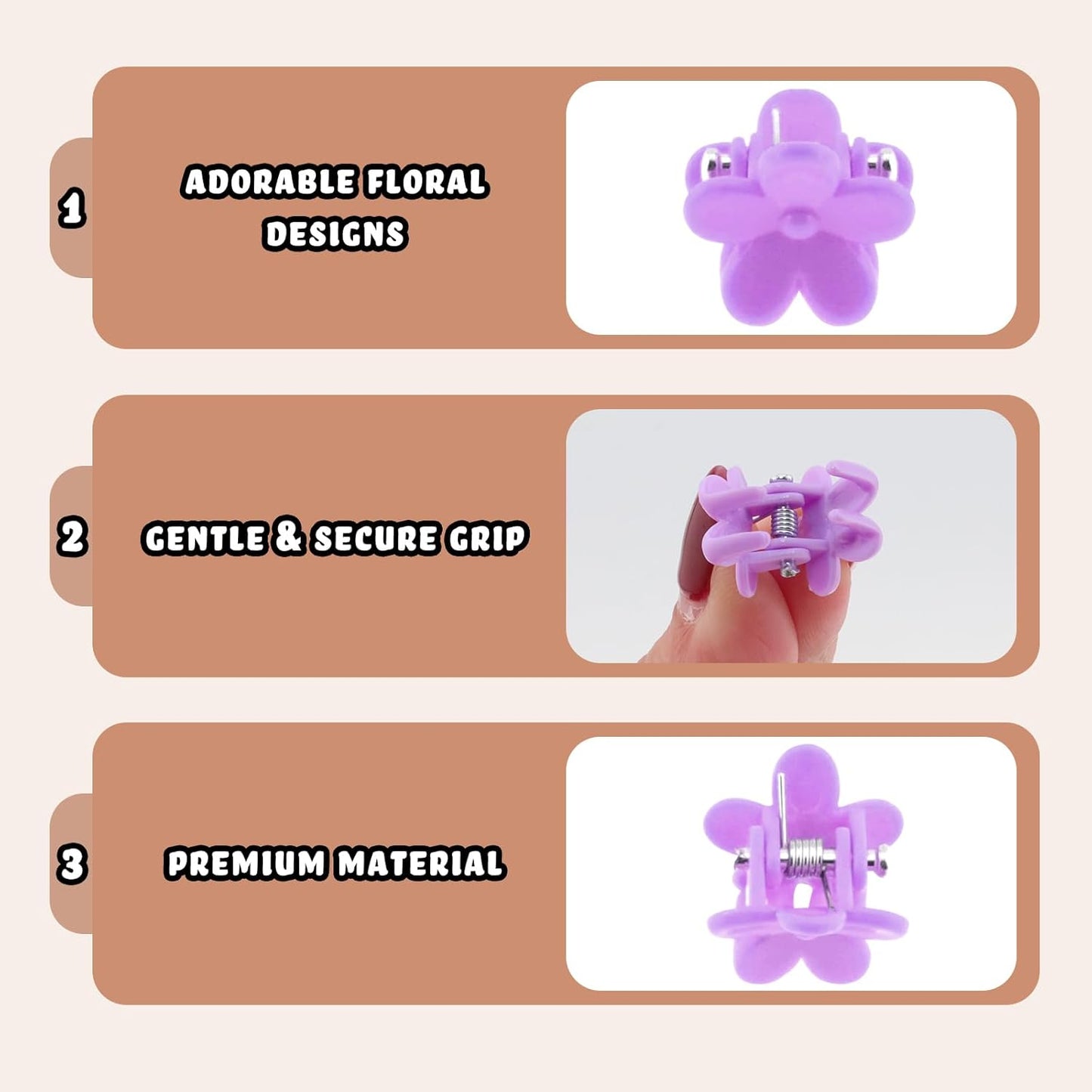 100 Pack Mini Flower Hair Claw Clips Small Flower Hair Clip Accessories for Fine Hair Bangs Toddler Girls and Women (Purple)