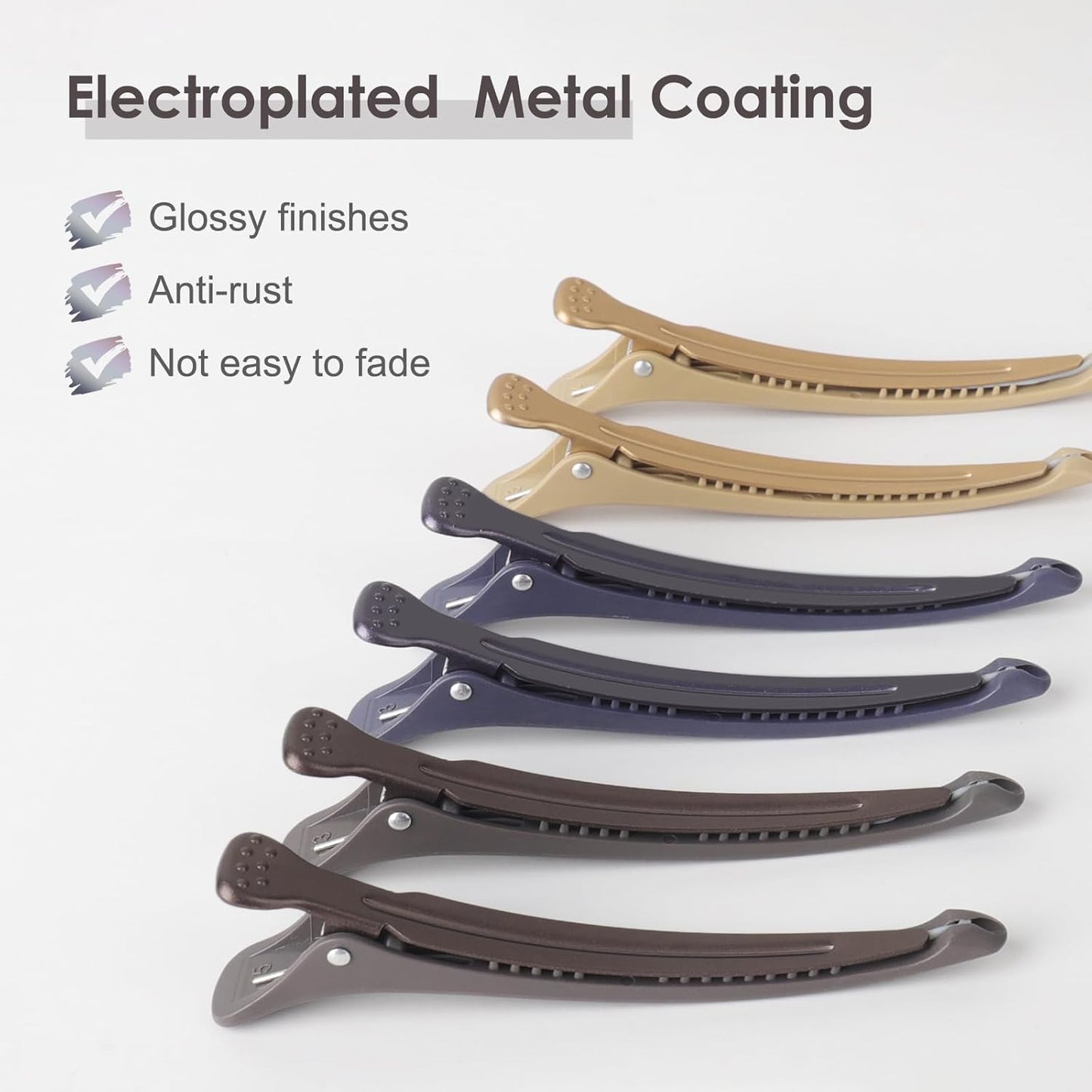 AIMIKE Hair Sectioning Clips with Silicone Band - No Crease Duck Billed Styling Clips for Salon, Cutting, and Rollers (6pcs)