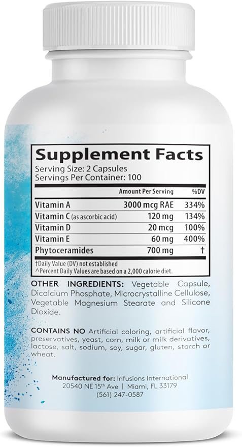 Phytoceramides 200 Capsules Skin Repair Rejuvenation Anti-Aging Support Plant-derived Ceramides 700mg Gluten Free Non-GMO