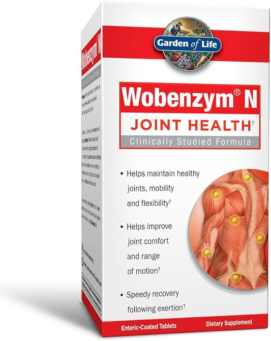 Garden of Life Joint Supplement for Men and Women - Wobenzym N Systemic Enzymes, Clinically Studied Formula for Healthy Joints, Mobility, Flexibility, Post-Exercise Recovery, Gluten Free, 800 Tablets