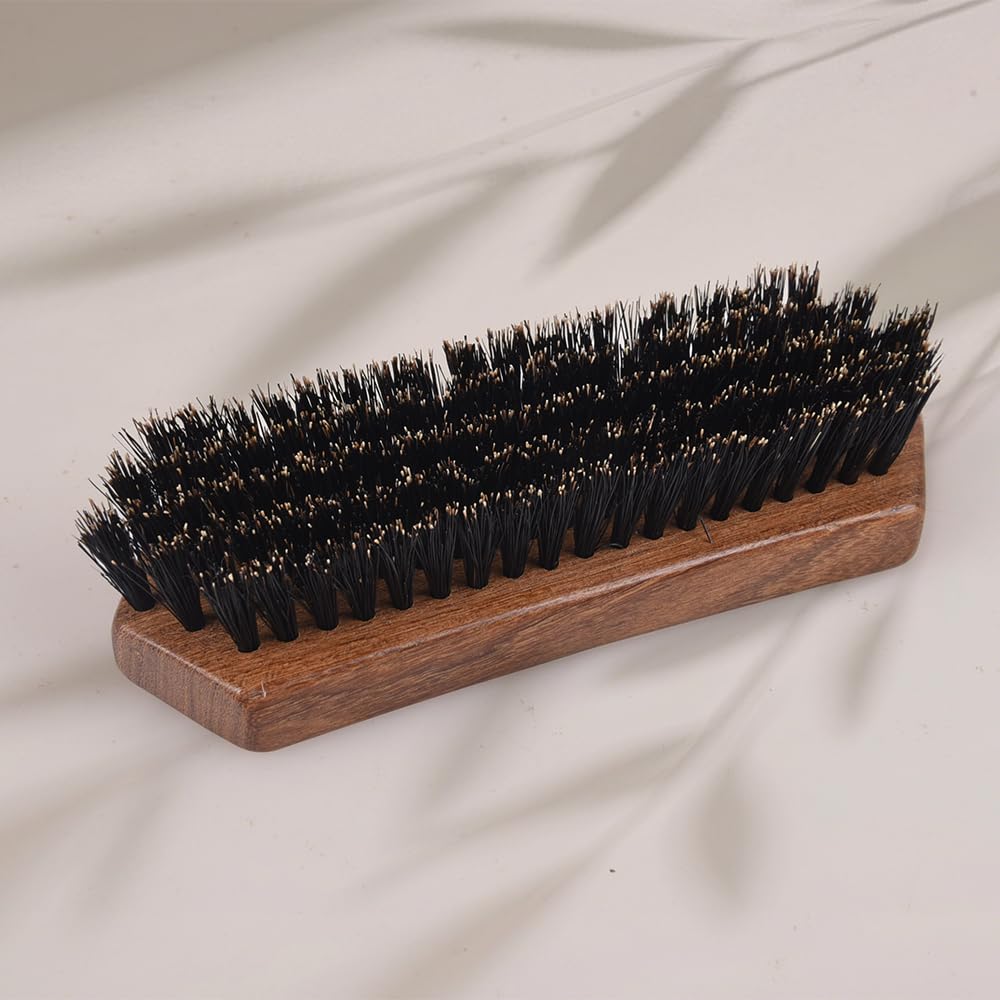 TAN MUJIANG Beard Brush with Boar Bristles - Dual Zone | Teak Wood Base | Hard & Soft Bristles for Grooming & Sensitive Skin