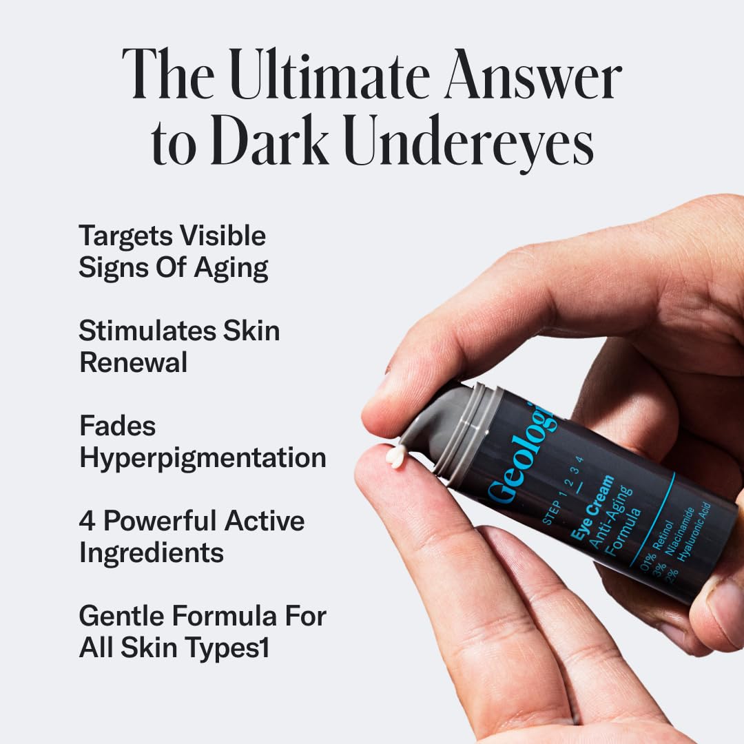 Geologie Sensitive Skincare Set for Men & Women | 3-Month Gentle & Effective Daily Skin Routine | Acne, Oily Skin, Dark Spots | Face Wash 2-Pack, Retinol Face Cream, SPF15 Moisturizer & Eye Cream