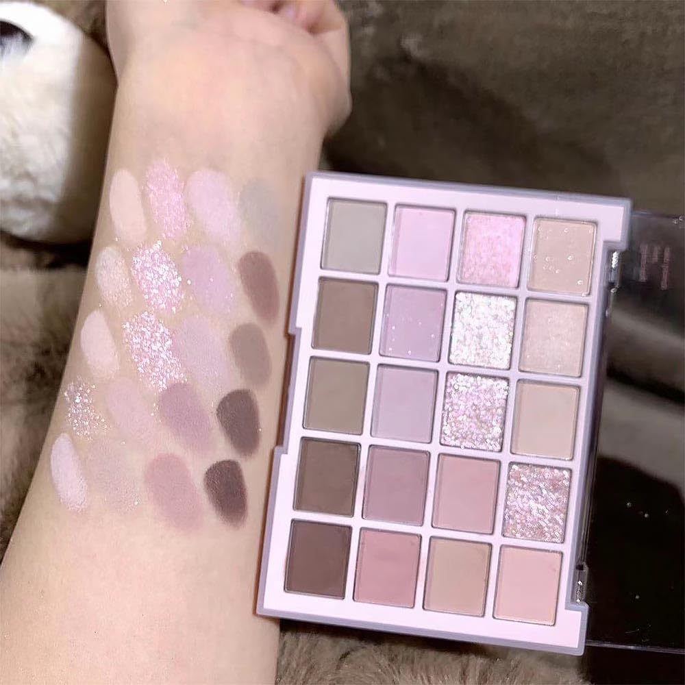 20Colors Nude Light Pink Purple Basics Matte Eyeshadow Palette,Eye Shadow Travel Makeup Palette all in one Long Lasting Waterproof,Great for Travel Gift Kit