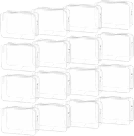 16 Pack Waterproof Cosmetic Bag TSA Approved Toiletry Bag, Portable Travel Pouch with Zipper, Vinyl Plastic Organizer Storage for Men and Women (White-L)