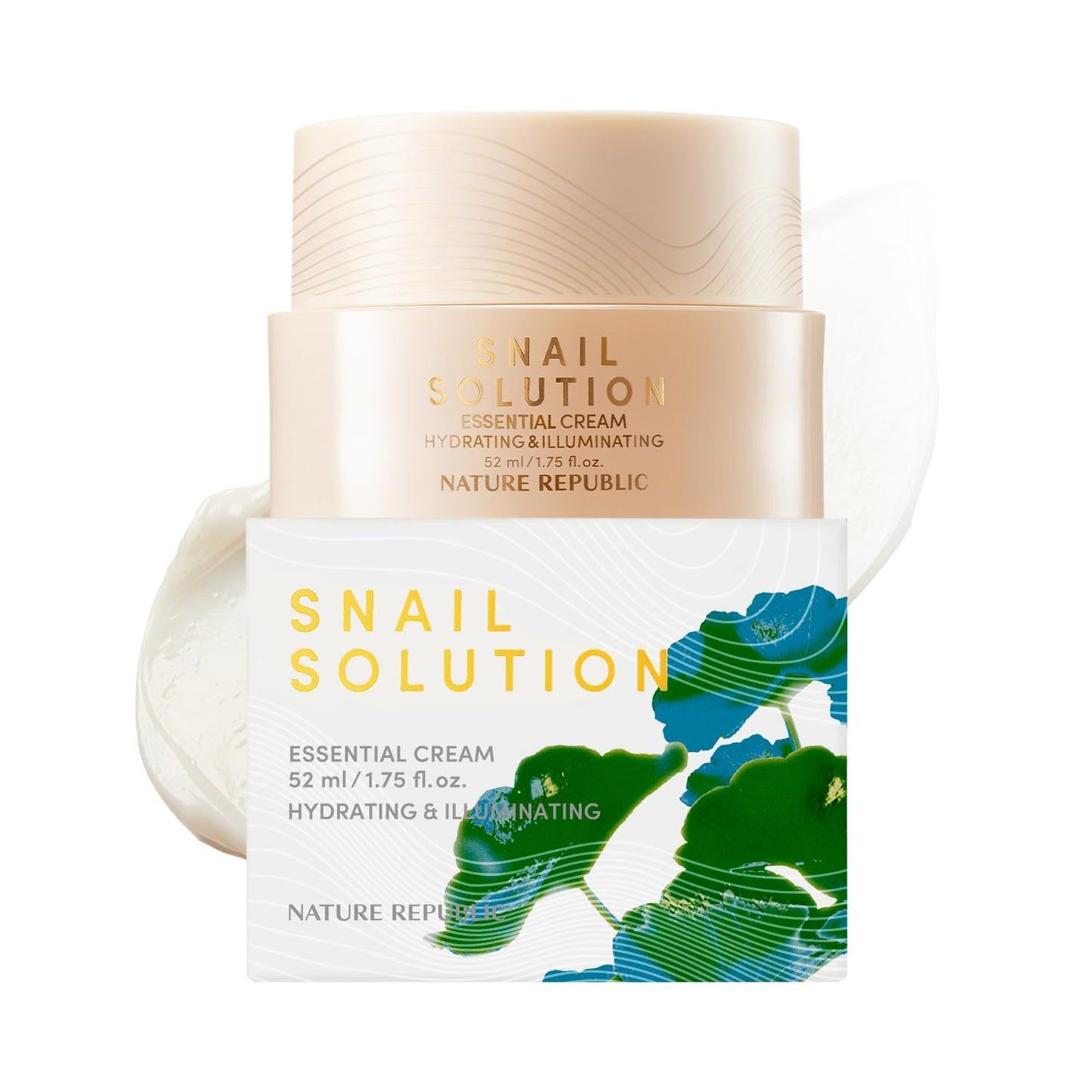 Nature Republic Snail Mucin Cream - Korean Moisturizer, Advanced Face Moisturizers for Skin, Snails, Asian Skincare, K-Beauty Care, Hydrating, Glass Facial Mucus, 52mL/1.75 Fl.Oz