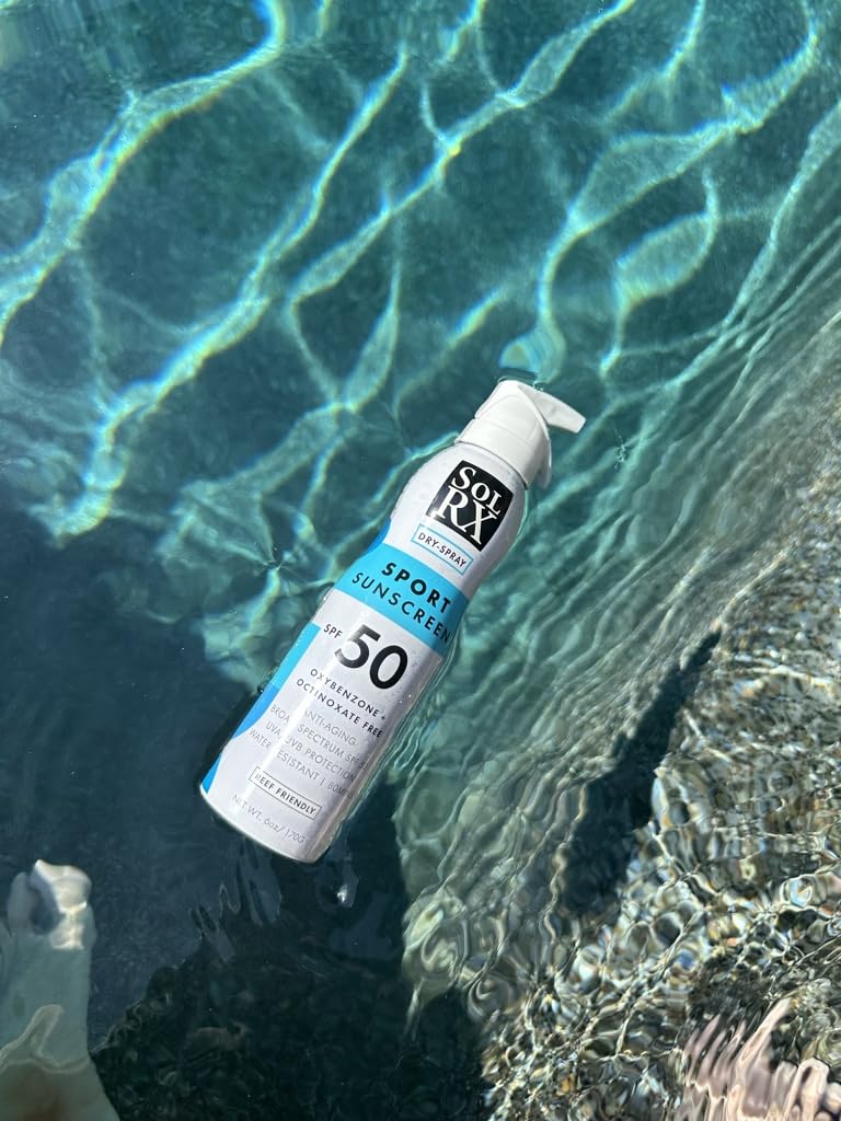 SolRX SPORT SPRAY SPF 50 Sunscreen Spray SPF50, Reef Friendly, Broad Spectrum Sunscreen for Face and Body, Oxybenzone Free