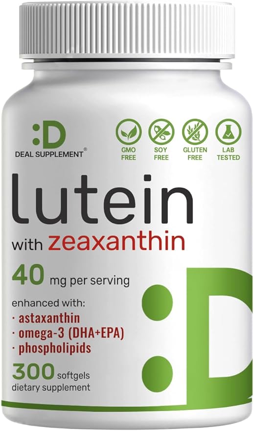 DEAL SUPPLEMENT Lutein and Zeaxanthin Supplements, 40mg Per 300 Softgels, Omega-3s and