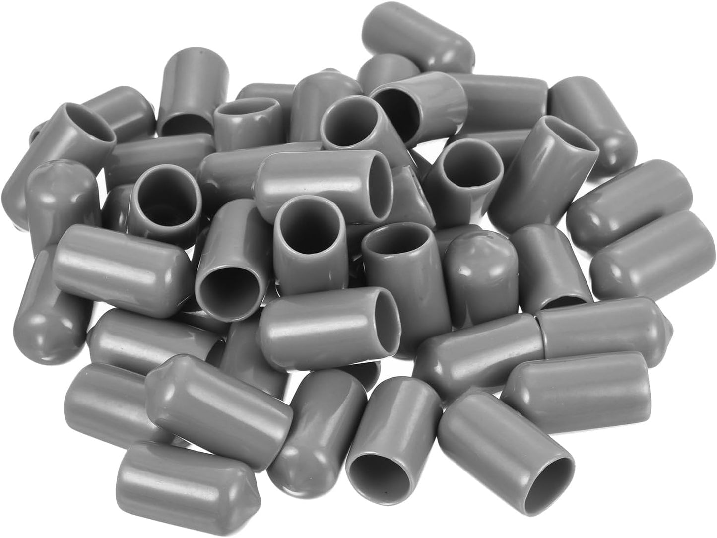 uxcell 50pcs Rubber End Caps Protective Caps 11mm ID Vinyl PVC Round Tube Bolt Cap Cover Screw Thread Protectors Light Grey