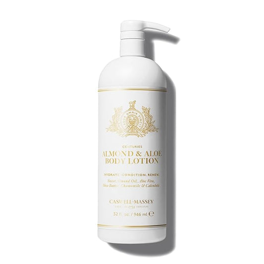 Caswell-Massey Almond & Aloe Lotion, Warmly Sweet Almond Scented Moisturizer, Botanical Body Lotion for Women with Aloe Vera, Calendula & Chamomile, 32 Fl Oz