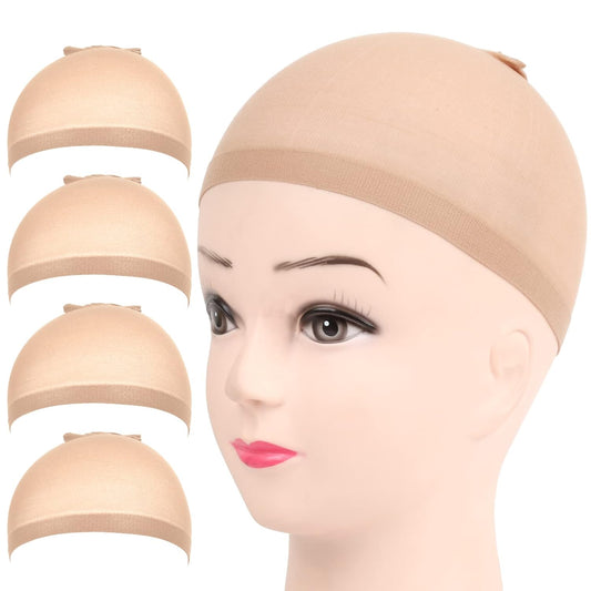 Fandamei Wig Cap, 4PCS Nylon Wig Caps Nude for Women, Stocking Wig Caps for Halloween, Cosplay. Wig Cap for Women, Men, Kids, Stocking Caps for Wigs