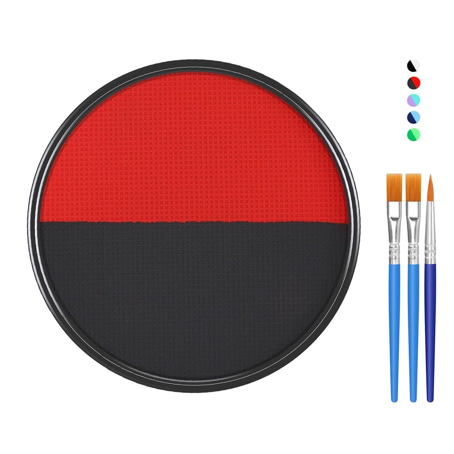 Black Red Face Body Paint Makeup Foundation 30 g, Water Activated Cream to Powder Face Body Paint Makeup for Halloween Costume Cosplay Theater Stage Dress-Up Makeup, Matte Finish, Non Toxic