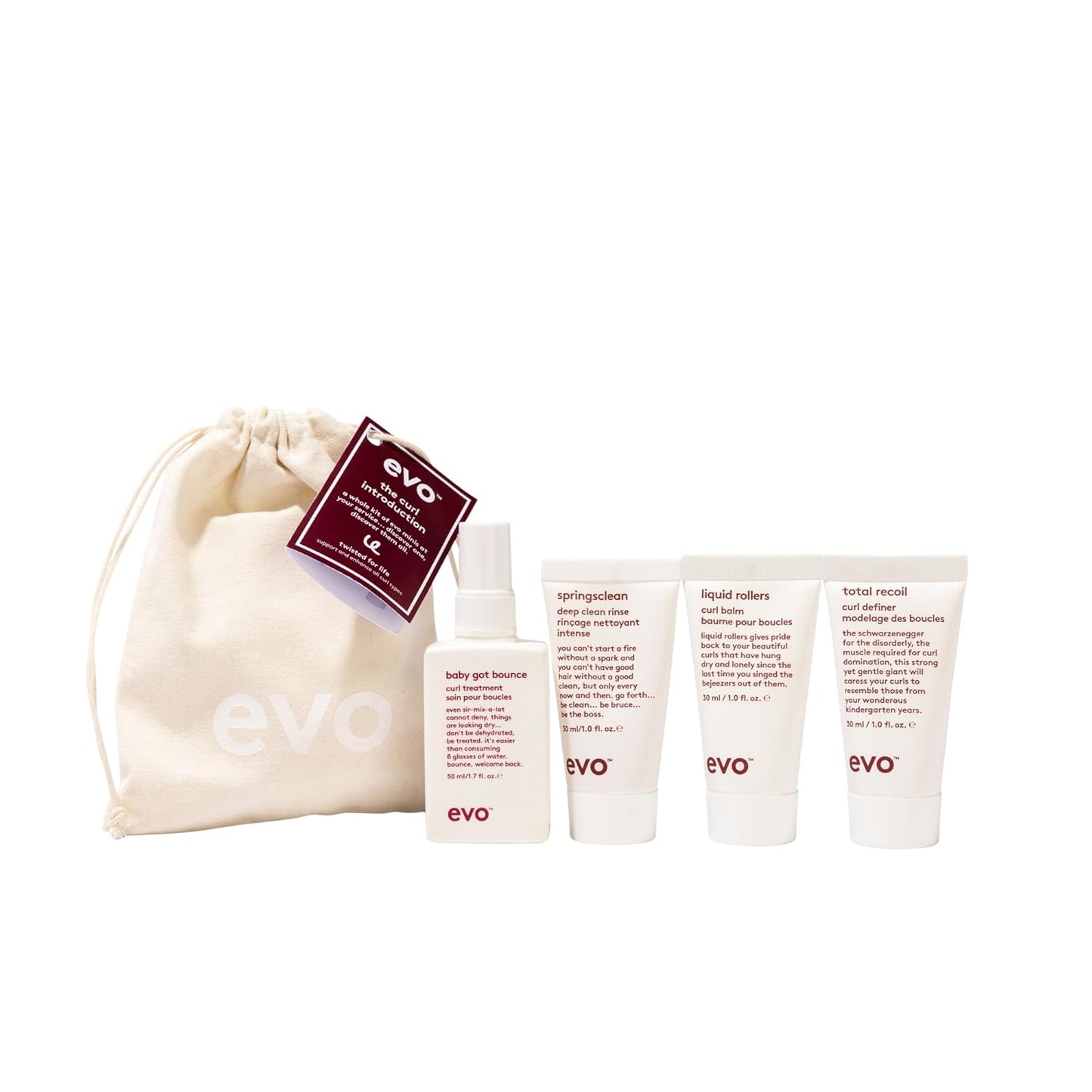 Evo Curl Haircare Gift Set, Includes Shampoo, Curl Balm, Curl Definer and Curl Treatment