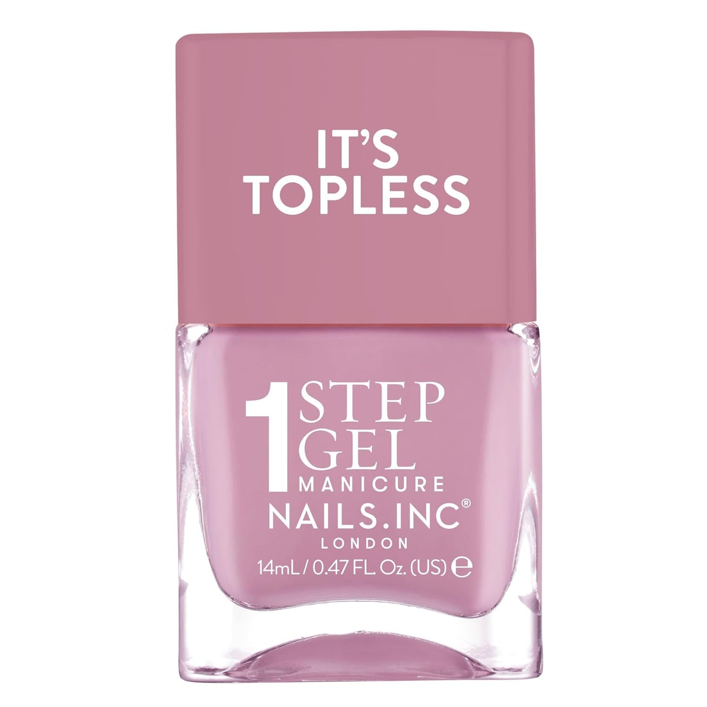 Nails Inc It's Topless Gel-Like Nail Polish, 4-in-1 Base Coat, Treatment, Color & Top Coat, Long Lasting, Strong, Chip Free Nails, Glossy Salon Quality Manicure, Air Dry Nail Polish, Lily, 0.47 Fl Oz