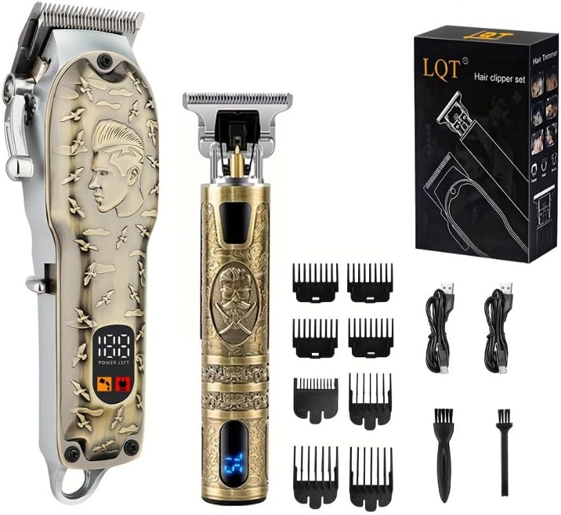 Professional Cordless Hair Clippers & Trimmers Set for Men - Hair Cutting & Beard Trimming Kit with LED Display, Adjustable Blades & Travel Case, Perfect Grooming Gift for Men