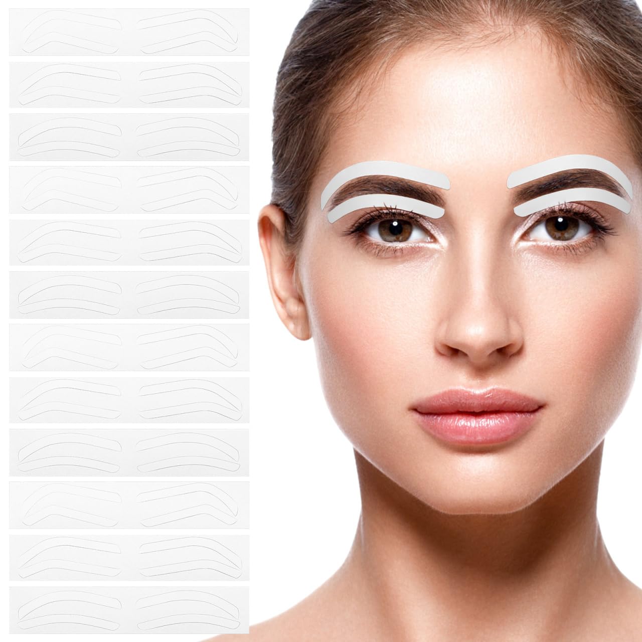 12 Sheets Eyebrow Stencils for Perfect Makeup - Disposable Eyebrow Stickers Template for Professional and Personal Use